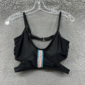 Xhilaration Bikini Top Women's Large Black Spaghetti Strap Padded Swimsuit Top